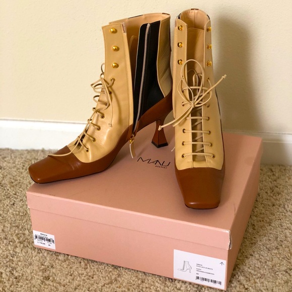 Shoes | Manu Atelier Blackbrown Leather Lace Up Duck Boots 8mm 